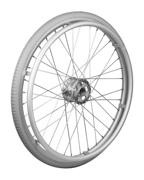 Mobilex 24" TB-Rad für Dolphin, silber ø12 mm Nabe, inkl. 1 3/8" PU, 6L silber Alu Greifring