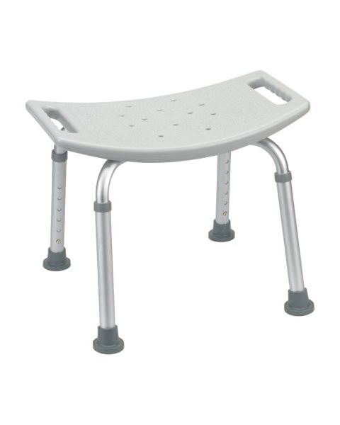 Mobilex Einfacher Duschhocker, Alu silber mit weissem Sitz