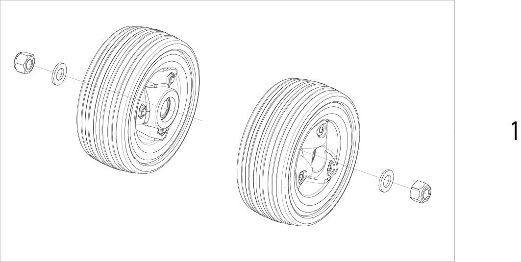 Explosionszeichnung Q500 H - 4 Zoll gefederte Stützräder hinten, Sunrise Quickie Q400 F/M/R SEDEO PRO, Q500 F/M/R/H SEDEO PRO