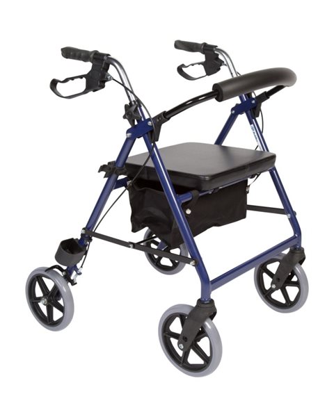 Mobilex Impala Rollator, standard Modell, blaumetallic, mit Tasche, Rückengurt und Stockhalter