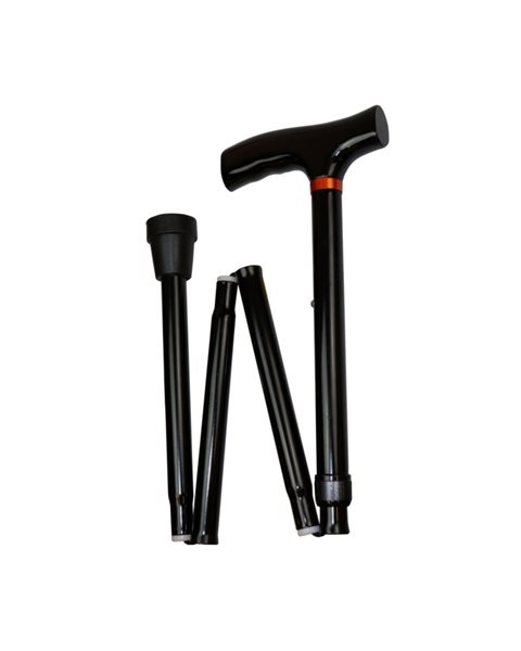 Mobilex Faltbarer Gehstock, schwarz, Höheneinstellung 82,5-92,5 cm