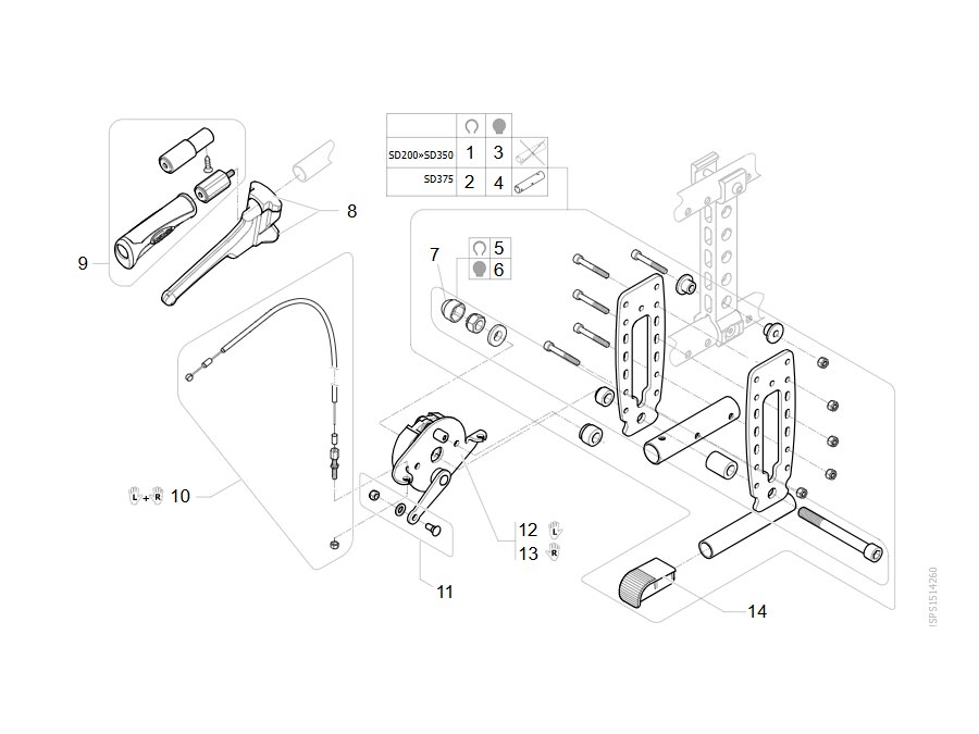Explosionszeichnung (Transit rear wheel support Hub brake) – Invacare Action3 Junior
