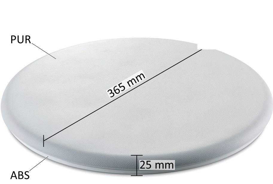 Aquatec Disk Drehscheibe – Maßzeichnung mit Durchmesser 365 mm und Höhe 25 mm
