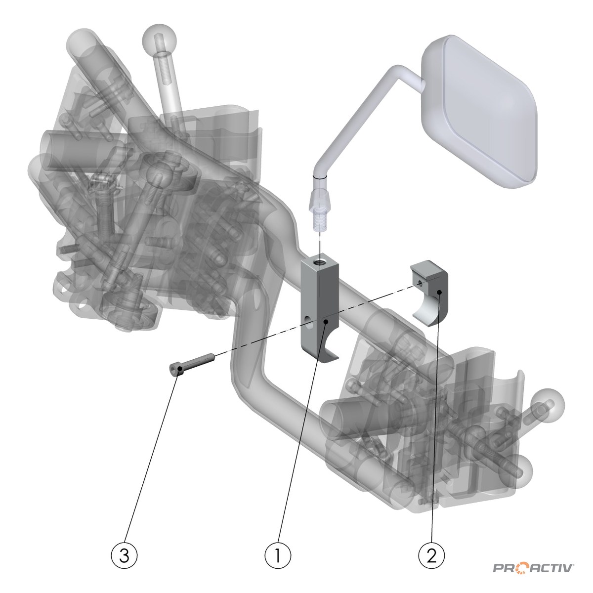 PRO ACTIV Ersatzteil – Rückspiegel Klemmhalter Ø25mm zur