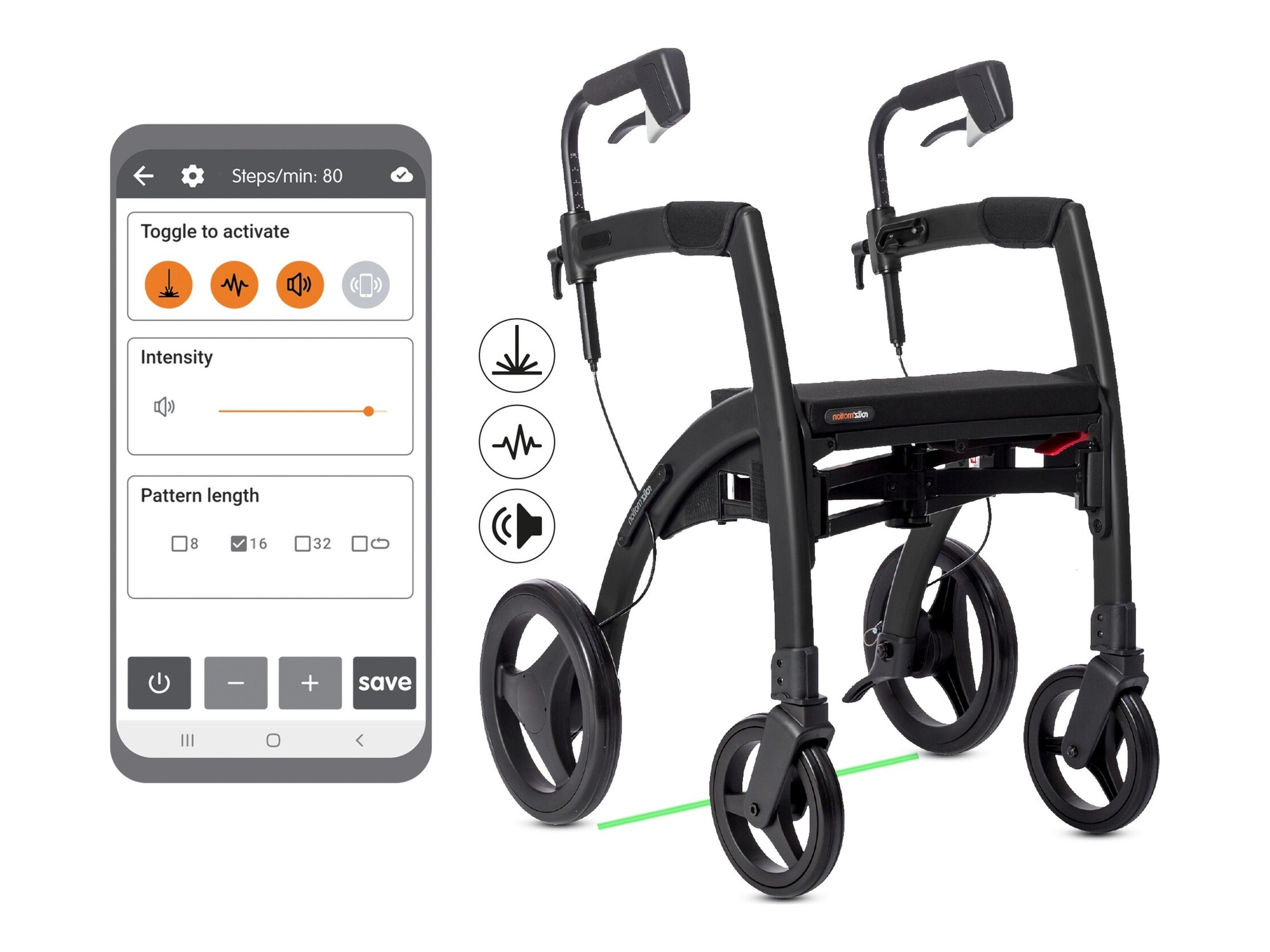 Rollz Motion Rhythm Rollator mit Anti-Freezing-System – Matt Schwarz