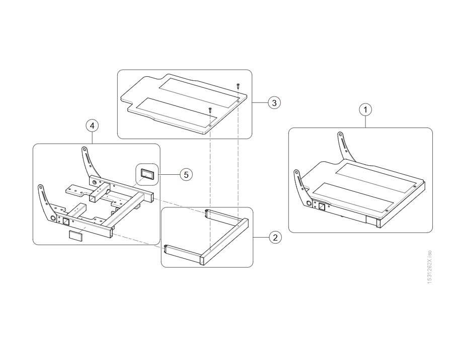 Explosionszeichnung Sitzrahmen mit Sitzplatten – Invacare Bora Classic/Refresh (bis 12/2019)