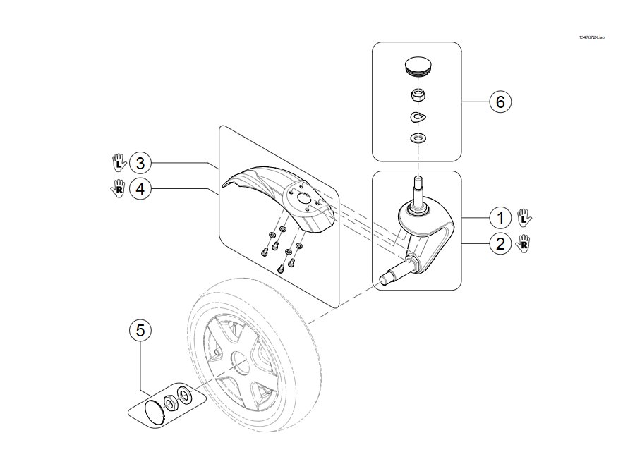 Explosionszeichnung (Front fork (10'')) – Invacare Kite (bis 12/2019)