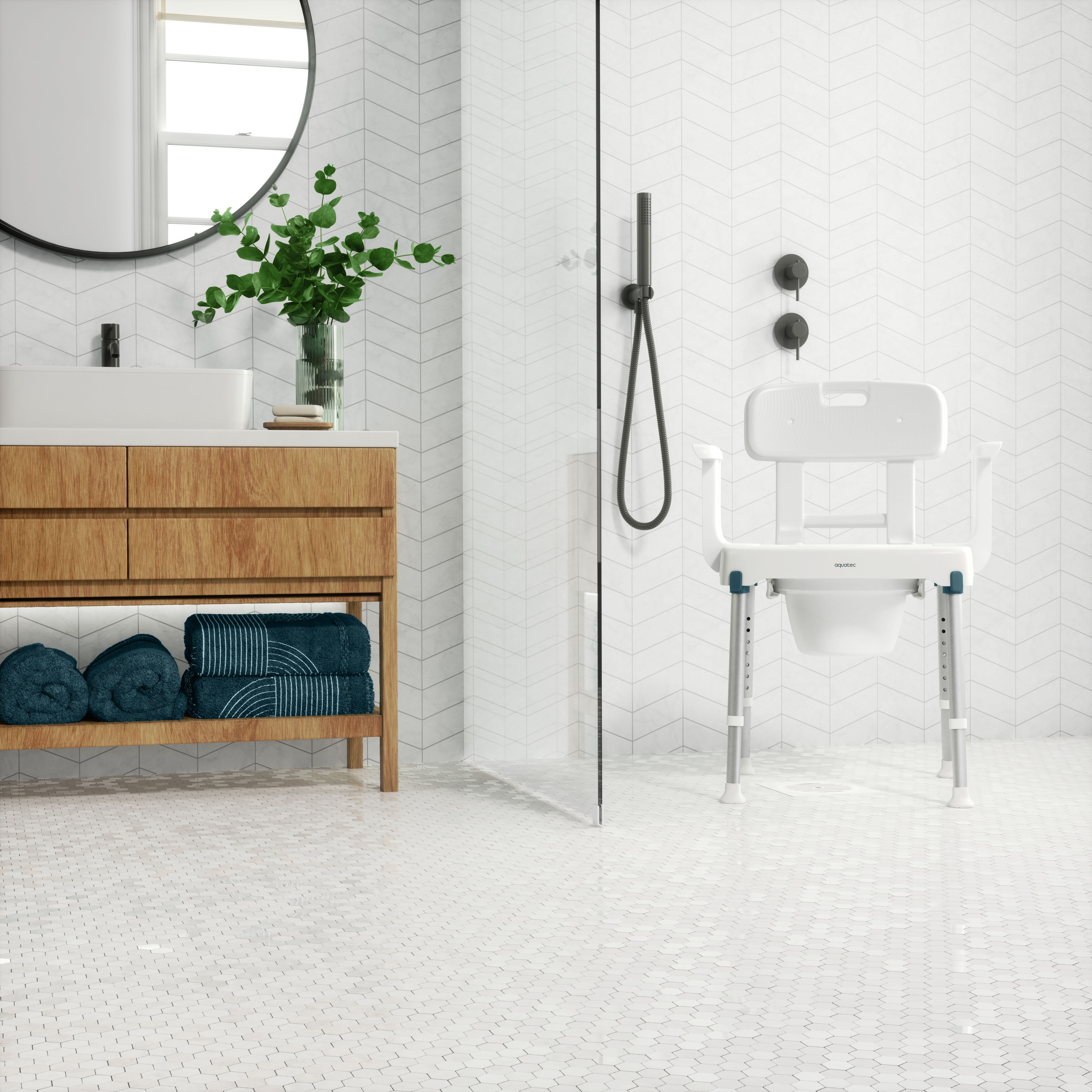 Aquatec Pure Azure Duschstuhl mit Toilettenfunktion – Ansicht 3
