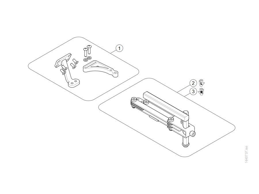 Explosionszeichnung (Remote bracket swing away (for soft armpad on Modulite)) – Invacare Bora Classic/Refresh (bis 12/2019)