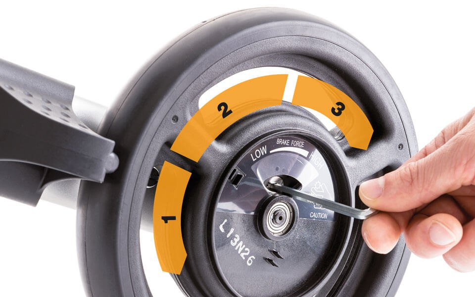 Dreistufig einstellbares SpeedControl-Bremssystem