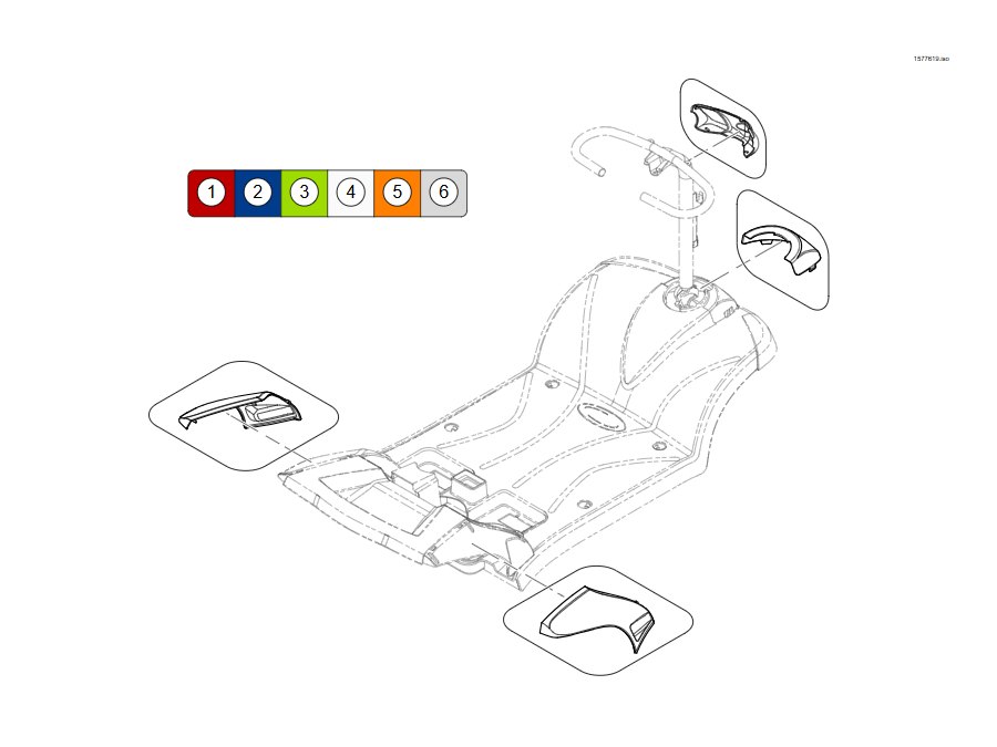 Explosionszeichnung Farb-Kits 4-Rad – Invacare Colibri
