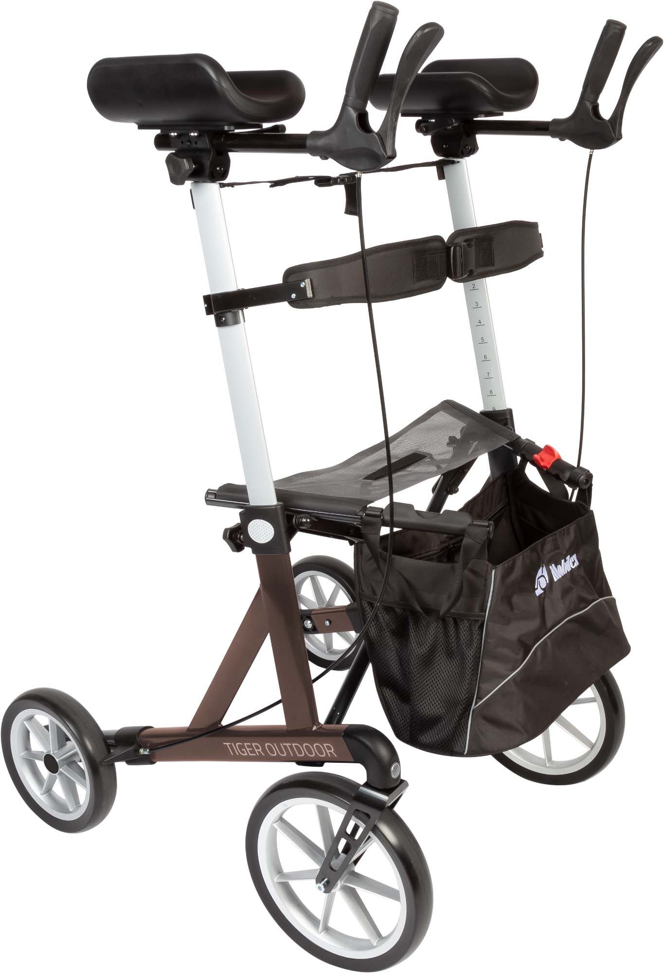 Mobilex Arthritis Rollator Tiger Outdoor, anthrazit, SH 62 cm, mit Softrädern, inkl. Stütz-/Rückengurt