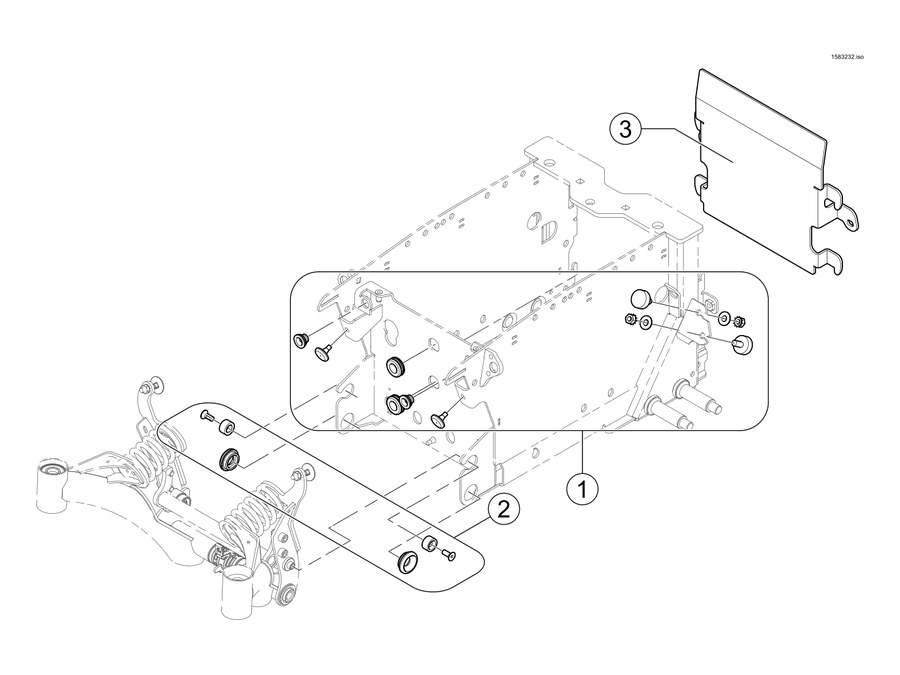 Explosionszeichnung Chassis & Verkleidungen Montagematerial Batterie Box – Invacare TDX-SP2 / TDX-SP2 NB