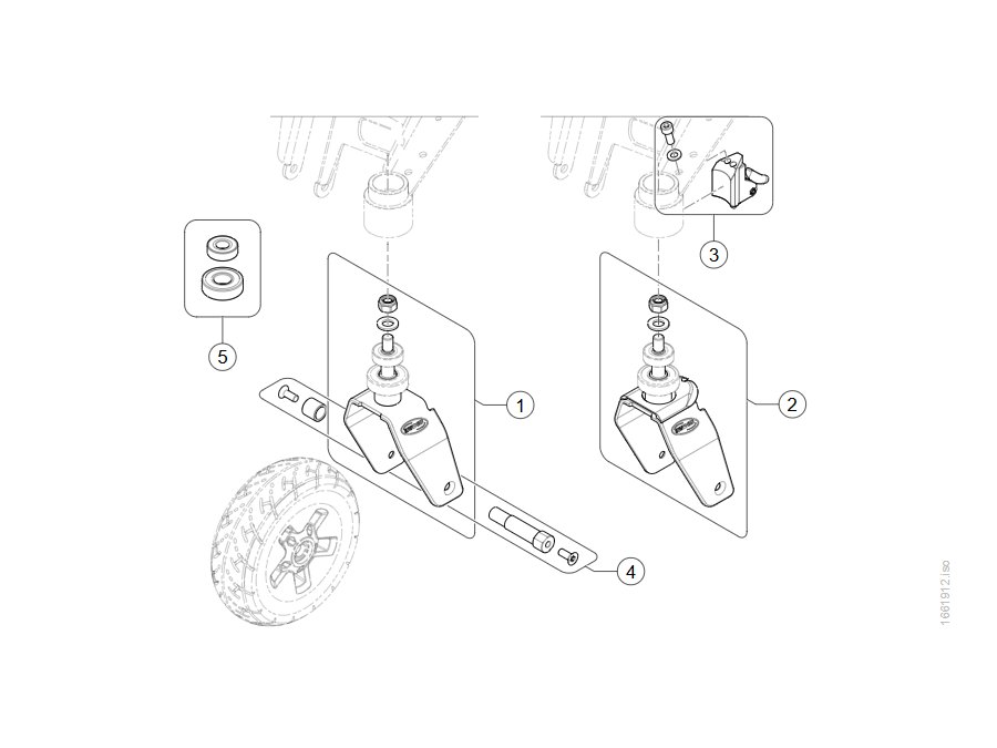 Doppelseitige Gabel für 8 Vorderräder