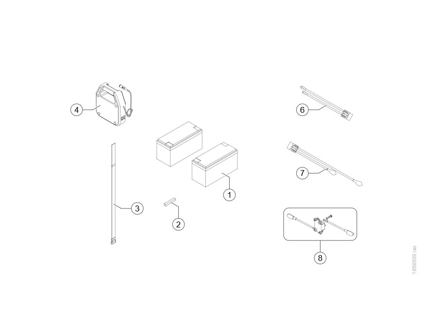 Batterien, Kabel und Ladegerät