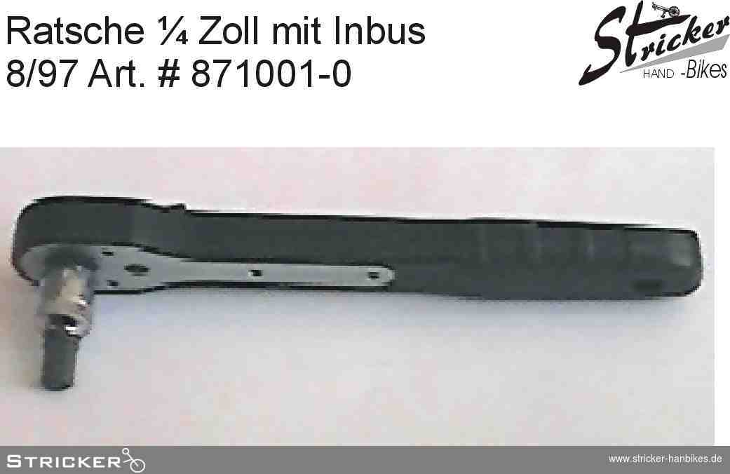 Ratsche 1/4 Zoll und 6mm Inbuseinsatz – Stricker Handbikes, Bestellnummer 871001-0