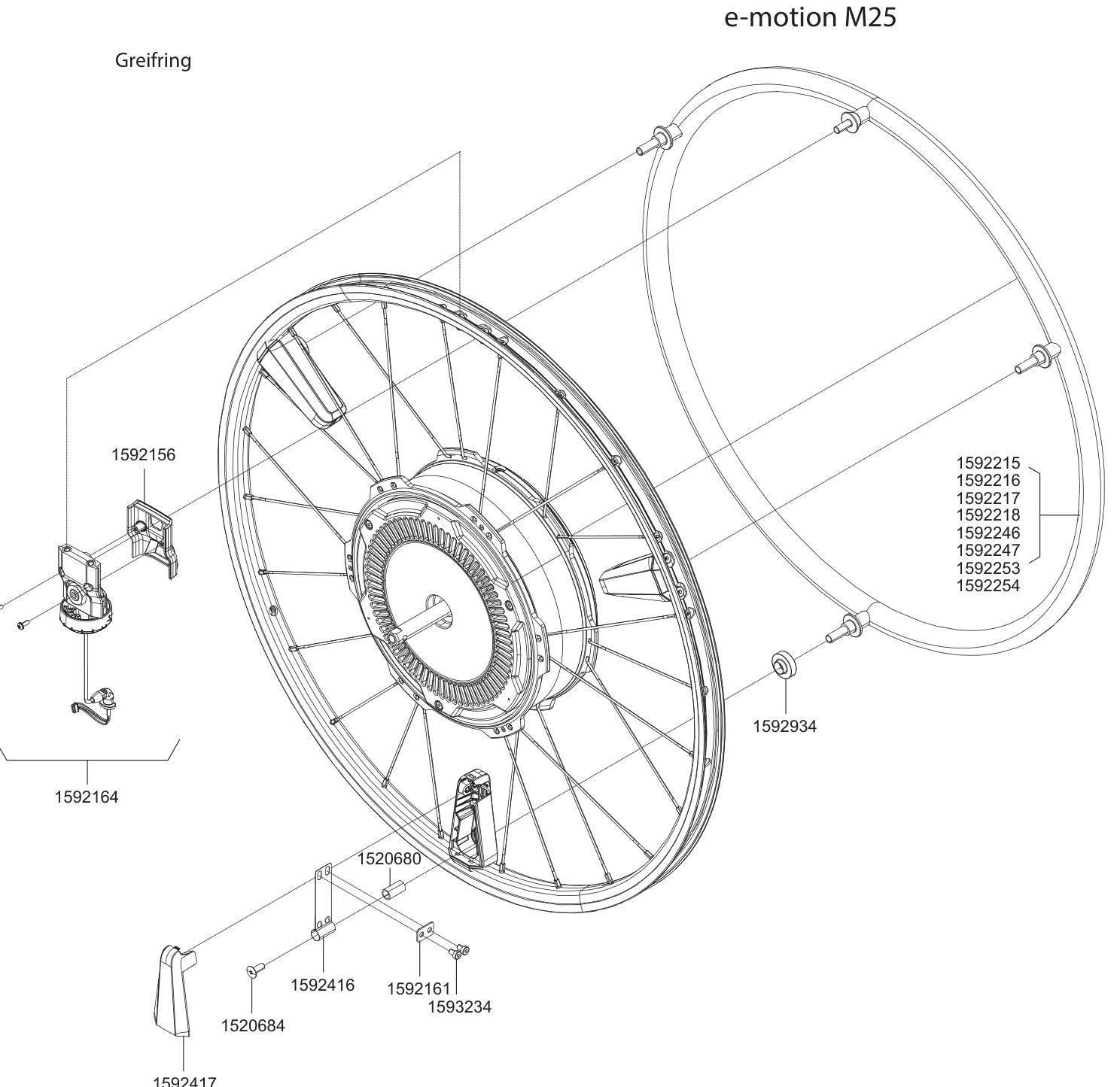 Explosionszeichnung e-motion M25 – Greifring