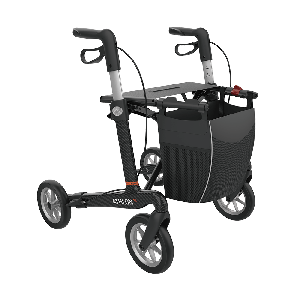 Rehasense Athlon SL mit Rückengurt Rollator, Größe M/55 cm, PUR-Bereifung, Ansicht von vorn rechts