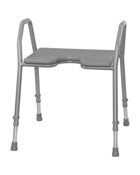 Mobilex Duschhocker, Alu silber mit grauem PU Sitz, SB 42 cm
