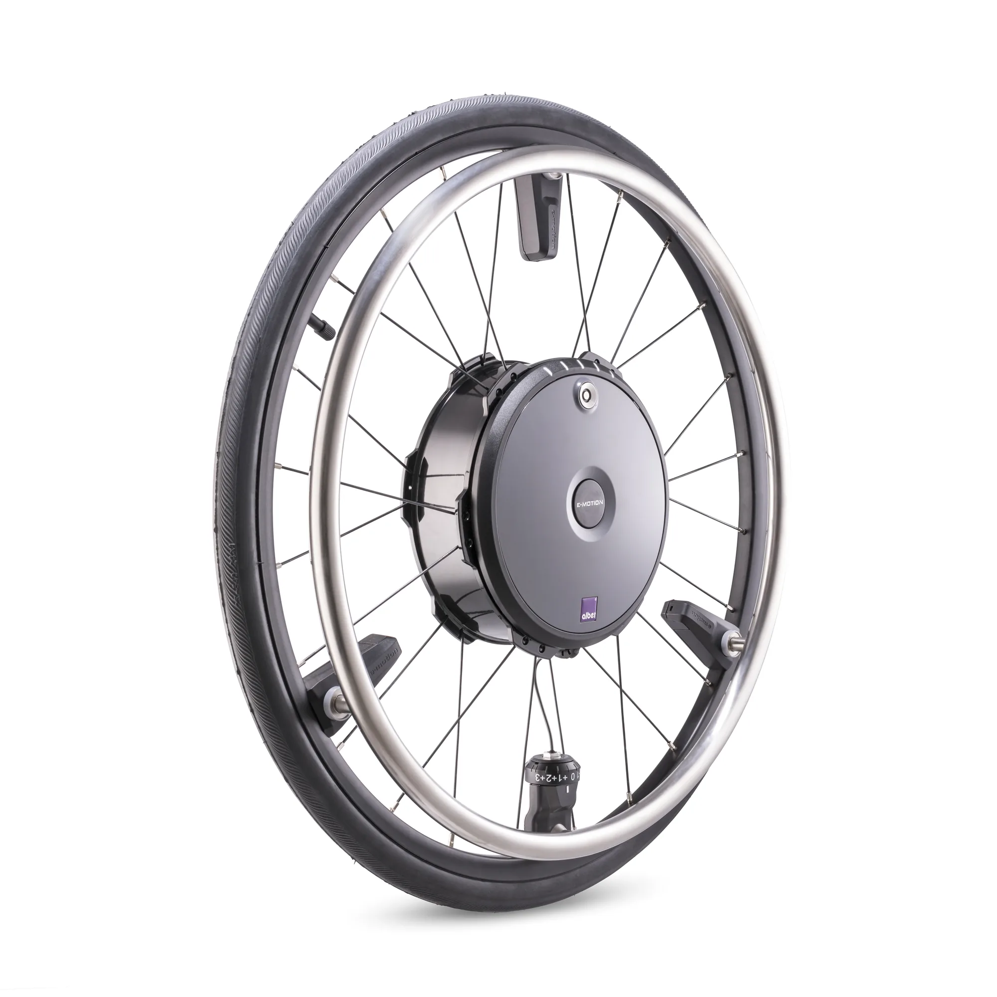 Alber e-motion M25 Antriebsrad in Schrägansicht mit Nabenmotor
