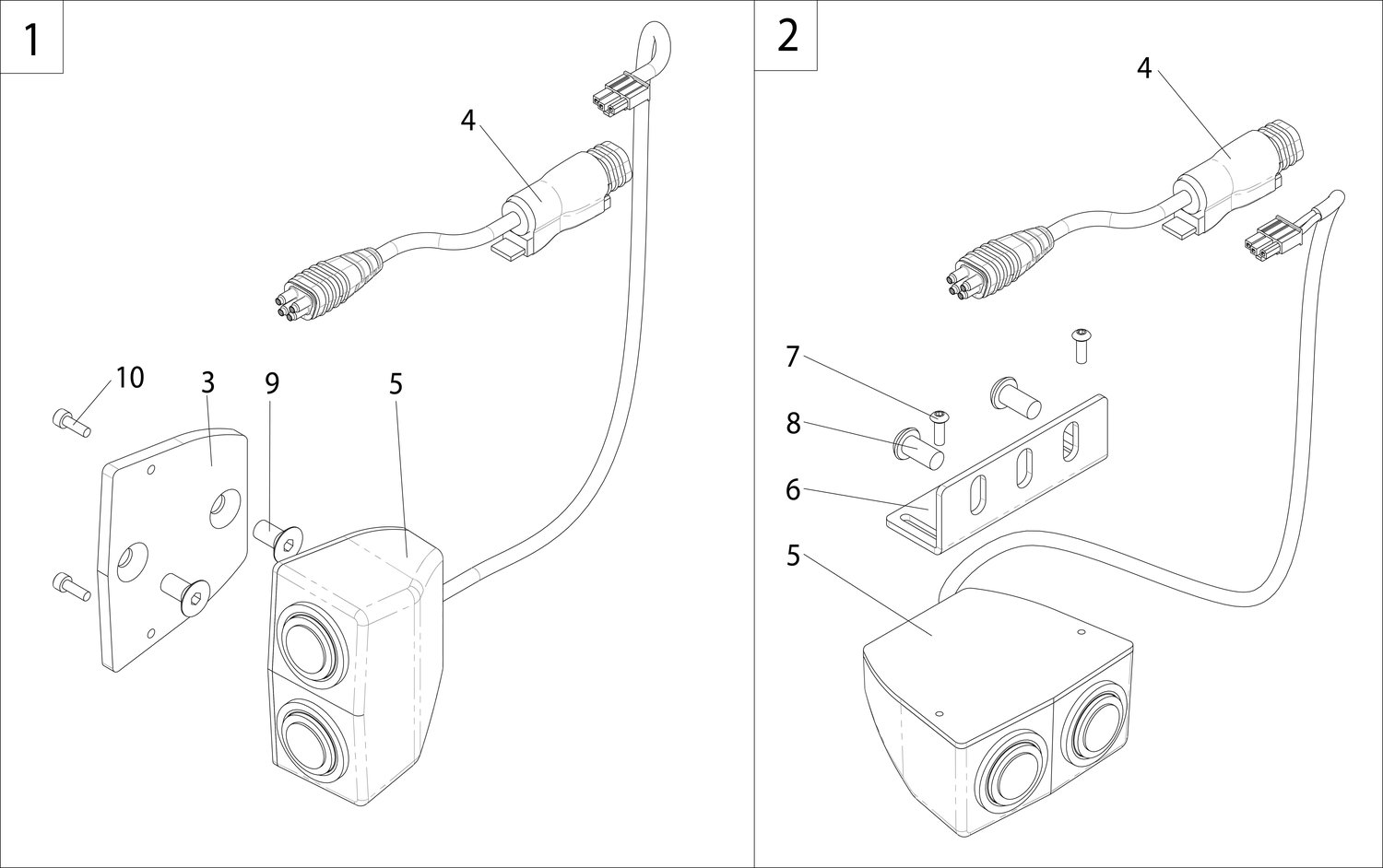 Explosionszeichnung Ladebuchse für Zubehör (1x 12 V + 2x USB), an Sitzschiene montiert, gegenüber Bedienpult, Sunrise Produktübergreifendes Zubehör für Magic Rollstühle