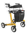 Mobilex Gepard Rollator, Carbon, gelb, SH 62 cm, mit Softrädern, inkl Rückengurt und Stockhalter