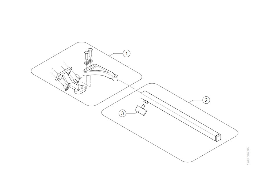 Explosionszeichnung (Remote bracket Standard (for soft armpad on Modulite)) – Invacare Bora Classic/Refresh (bis 12/2019)