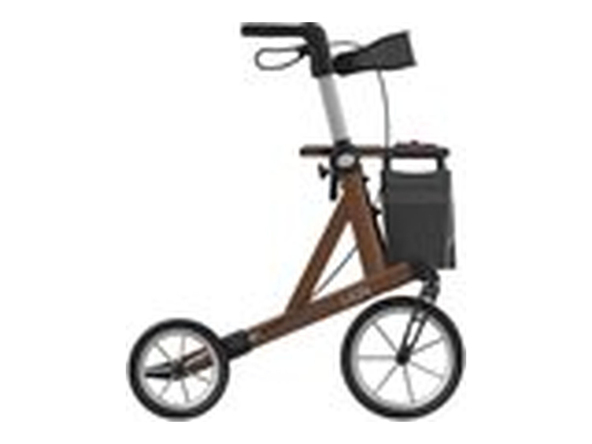 Mobilex Lion Rollator, braun metallic, SH 53 cm, mit Softrädern, inkl. Rückengurt und Stockhalter