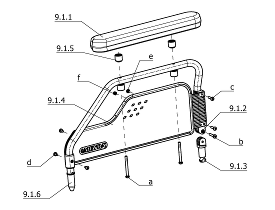 Seitenteil mit verschiebbarer Armlehne (Code 537)