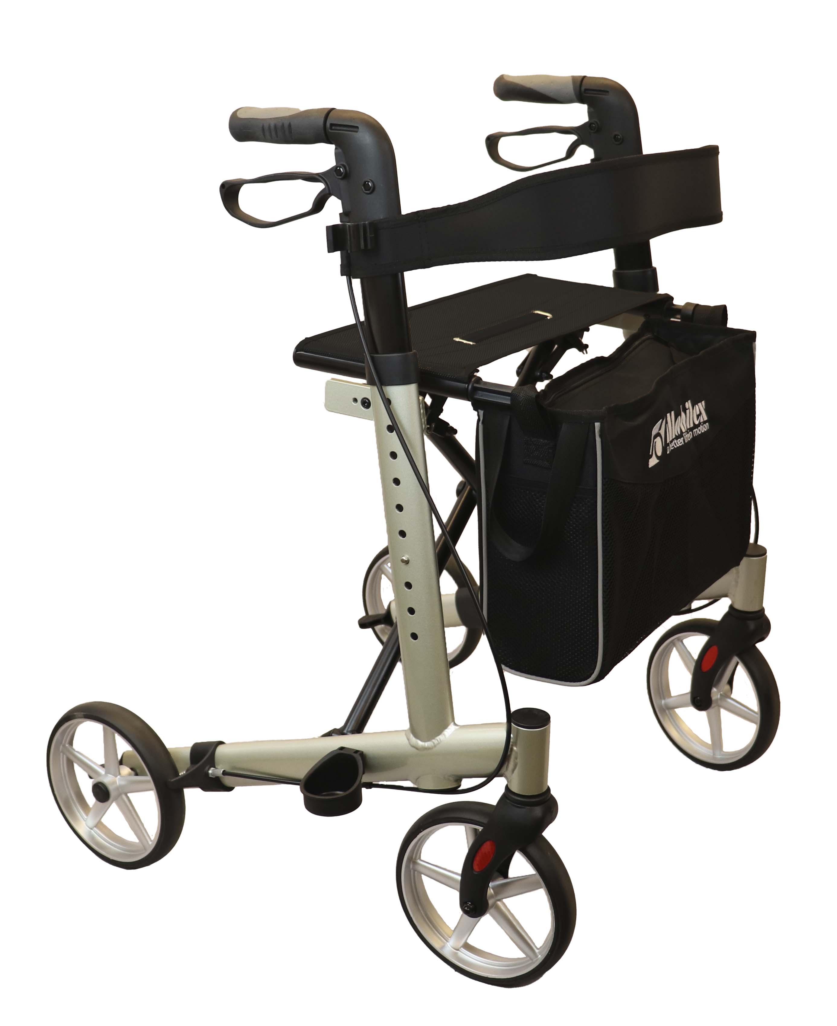 Mobilex Panther Rollator, champagne, SH 55 cm, inkl. Rückengurt und Stockhalter
