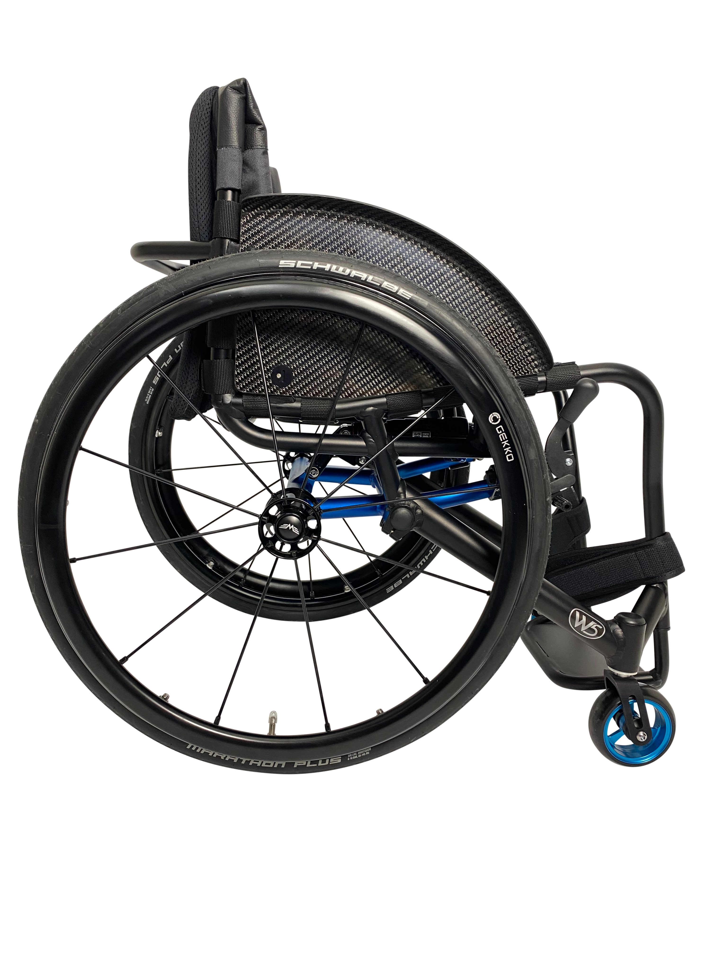 Wolturnus W5 Suspension in Schwarz mit gefederter Hinterachse, Seitenansicht