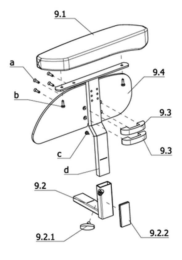 Seitenteil gepolstert, abnehmbar, groß, höhenverstellbar, gepolsterte Armauflage (Code 106)