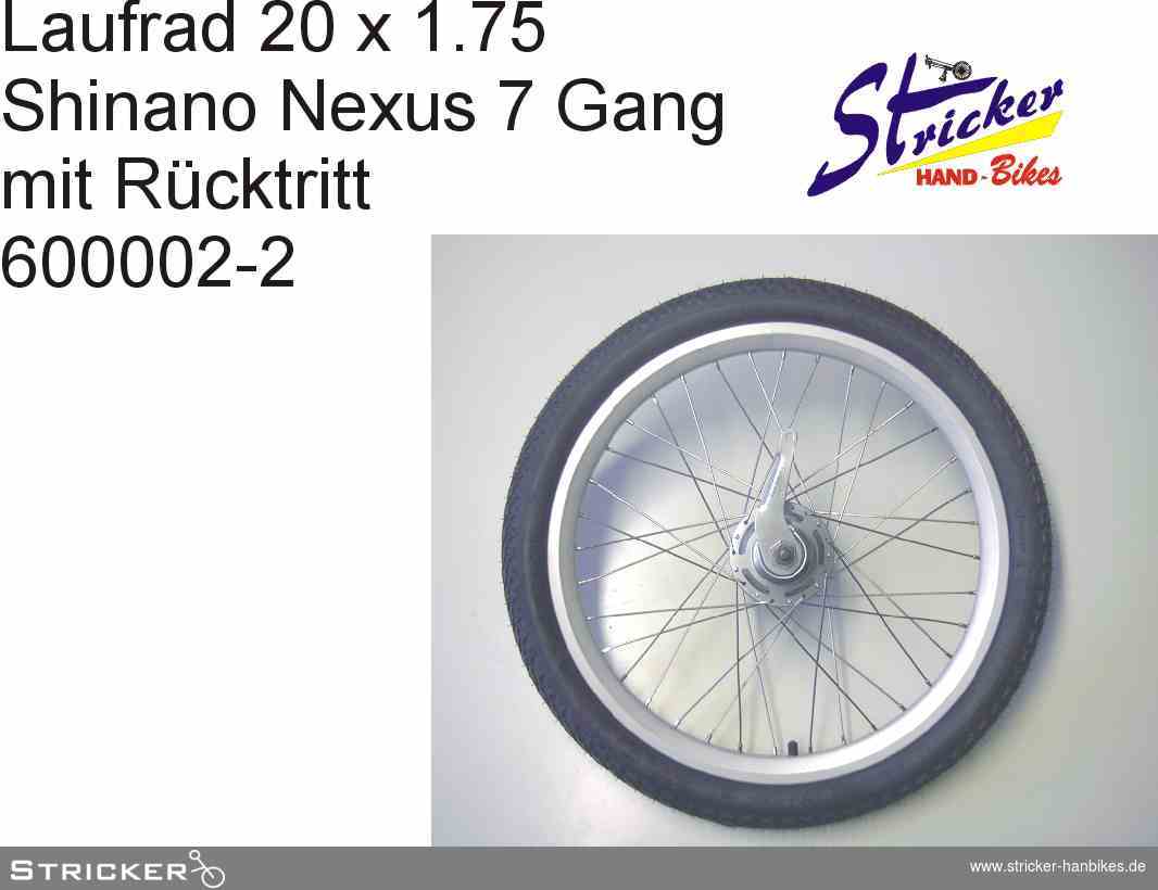 Laufrad City 7 20" 7 G Shimano m.Decke – Stricker Handbikes, Bestellnummer 600002-2