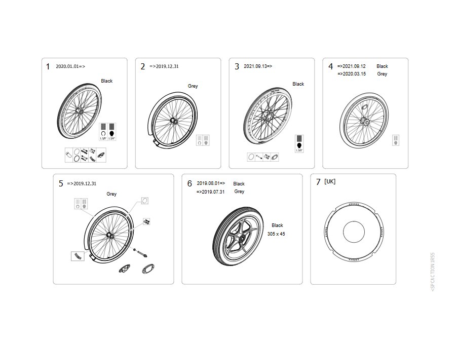 Explosionszeichnung (12'' Rear wheels A1R) – Invacare Action 1R