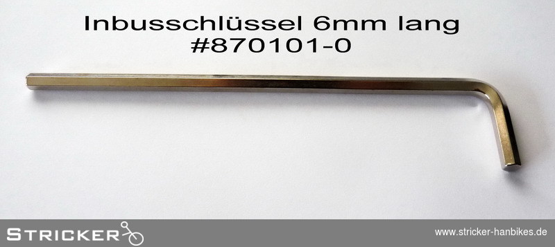 Inbusschlüssel 6mm zn lang DIN 911 – Stricker Handbikes, Bestellnummer 870101-0
