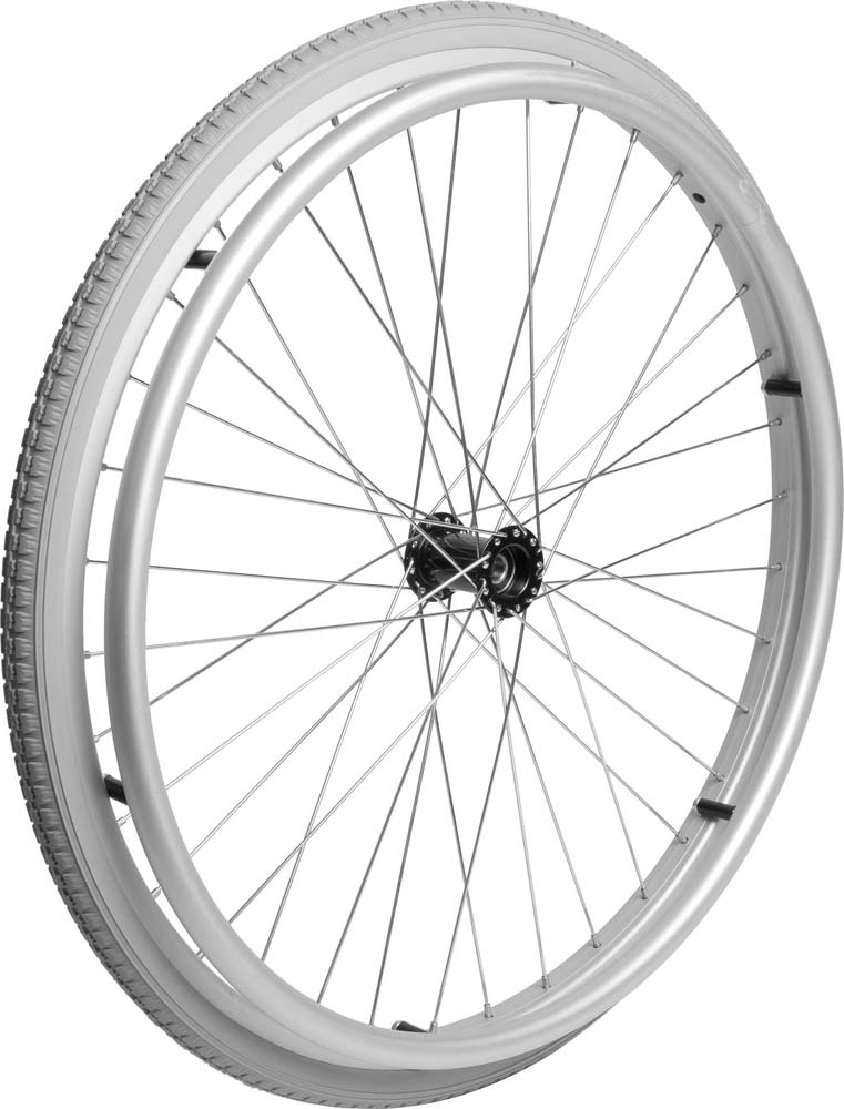Mobilex 20" Rad, schwarze Nabe ø12 x 49 mm, 1 3/8" PU Decke und silber Aluminium Greifring