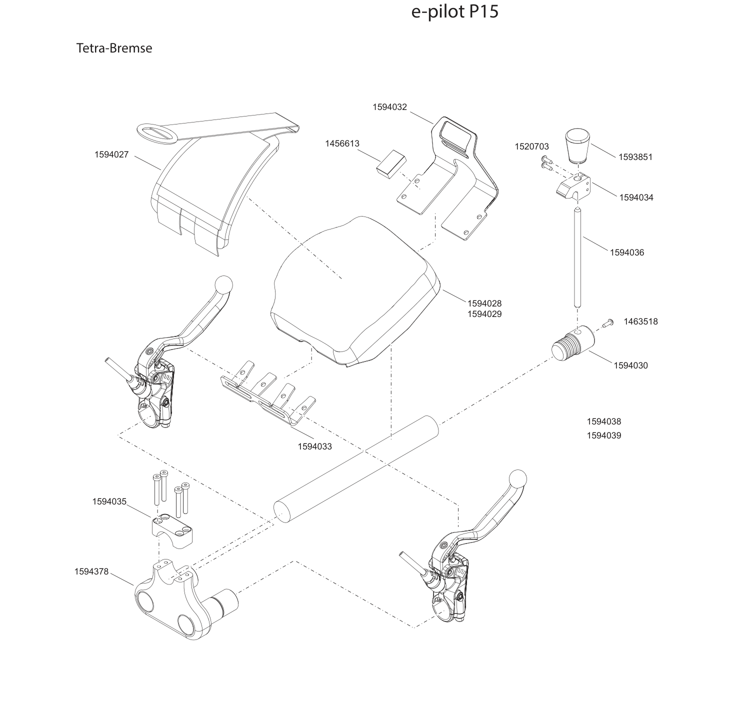 Explosionszeichnung e-pilot P15 – Tetra-Bremse