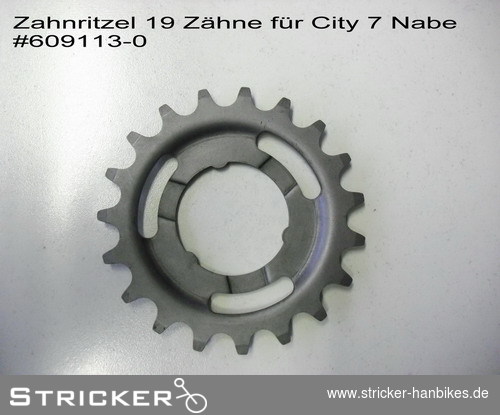 Ritzel 19 Zähne für City 7 Nabe – Stricker Handbikes, Bestellnummer 609113-0