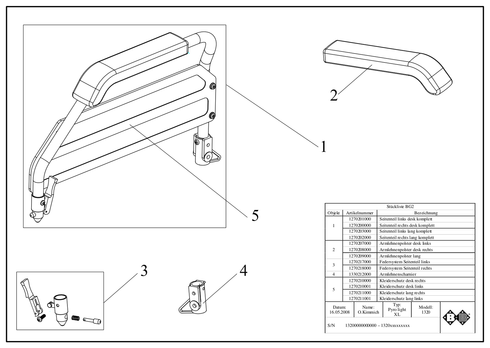 Explosionszeichnung Bischoff & Bischoff – Ersatzteilekatalog pyro light XL / s04