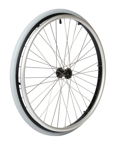 Mobilex 20" Rad, schwarze ø12 x 53 mm Nabe, inkl. 1" Decke und Alu Greifring