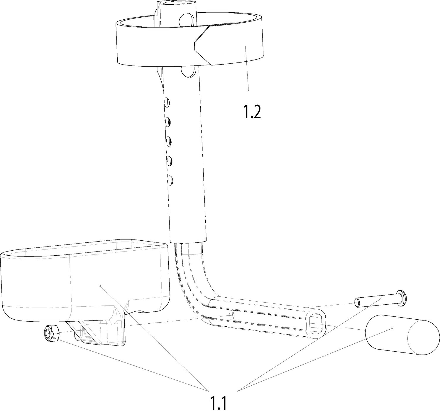 Explosionszeichnung Stockhalter mit Klettschlaufe, Sunrise Argon²