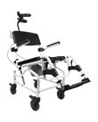 Mobilex Dusch- und Toilettenrollstuhl mit Kantelung und 4 arretierbaren 5" Rädern und Kopfstütze, SB 45 cm