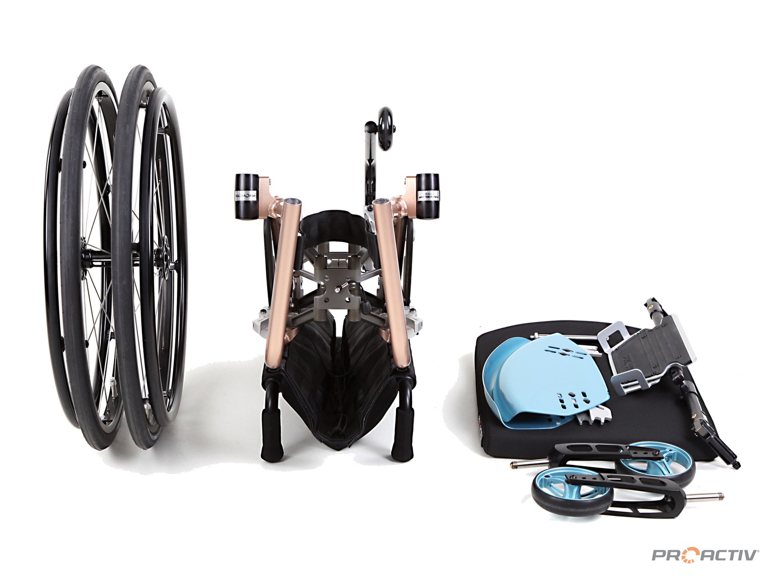 PRO ACTIV TRAVELER 4all Ergo Faltrollstuhl, zerlegt, mit abgenommenen Rädern