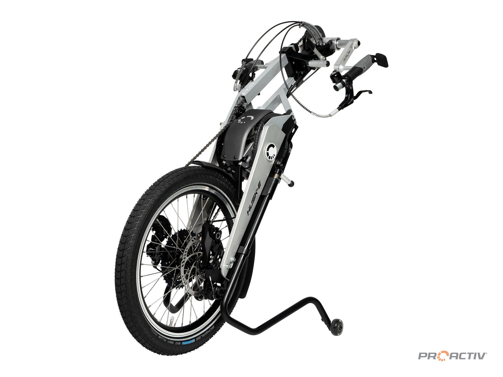 PRO ACTIV HUSK-E mechanisch Adaptiv-Handbike, Dreiviertelansicht von vorne