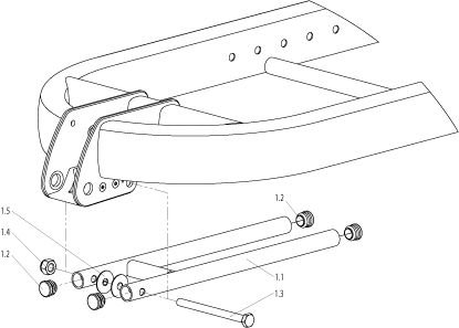 Explosionszeichnung Ständer für abnehmbare Gabel, Sunrise Sopur Shark X-Link