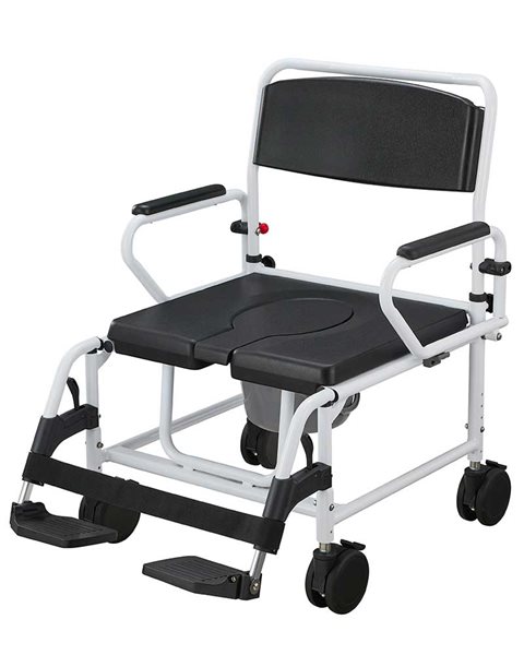 Mobilex Dusch- und Toilettenrollstuhl "Kakadu XXL" mit 4 arretierbaren 5" Rädern, SB 61 cm