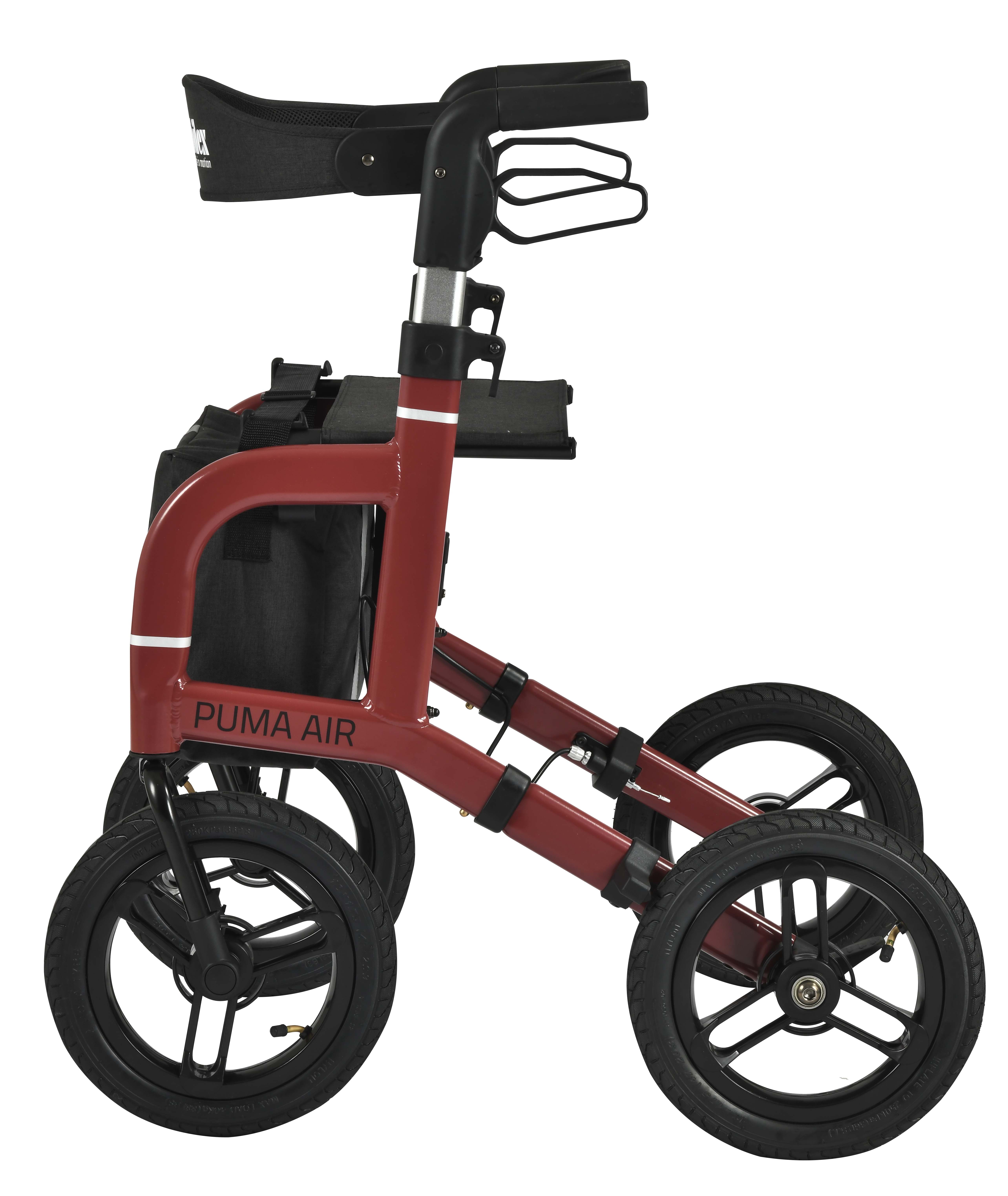 Mobilex Puma Air Rollator, rot, SH 59 cm, inkl. Rückengurt, Becher- und Stockhalter