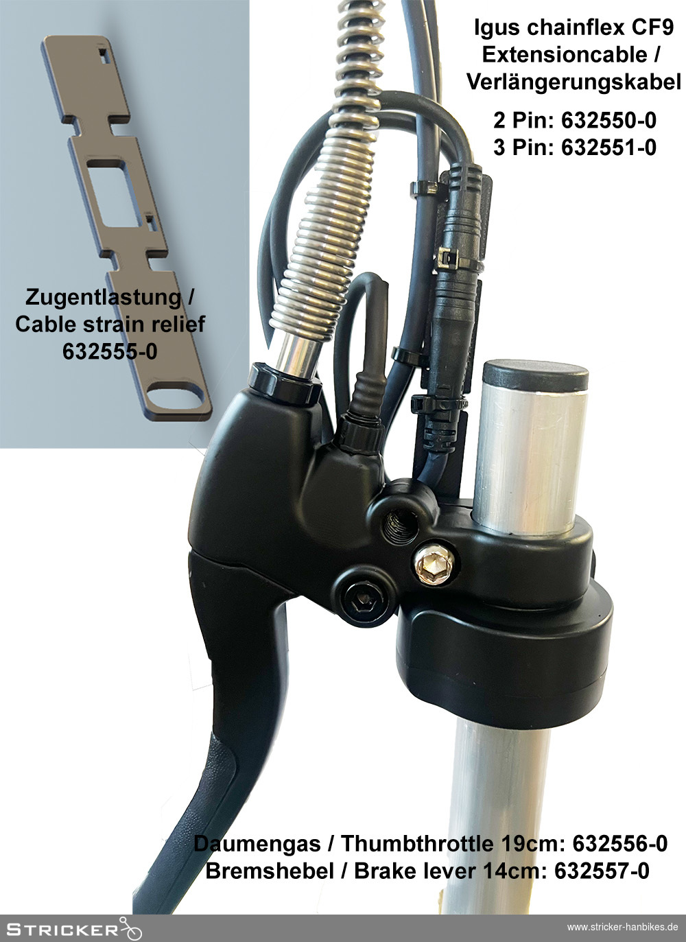 Zugentlastungschiene chainflex Ergogriff – Stricker Handbikes, Bestellnummer 632555-0