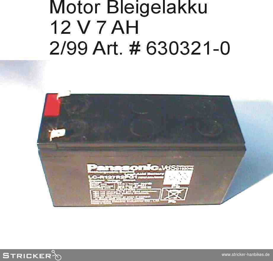 ELS Bleigel Akku 7,2 Ah lose – Stricker Handbikes, Bestellnummer 630321-1